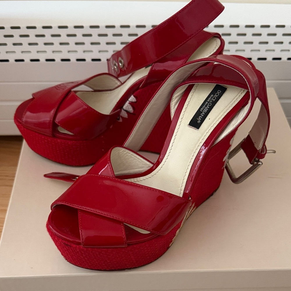 Dolce & Gabbana Red Patent Platform Heels